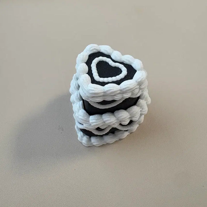 [BUNJANG] Black &amp; White Cream Cheese Mechanical Keyboard / 하트 케이크 키캡 클리커 블랙&amp;화이트 도각도각 크림치즈축