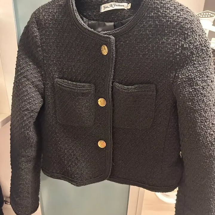 [BUNJANG] Celine-style Tweed Short Jacket / 셀린느st 노카라 트위드 숏 자켓