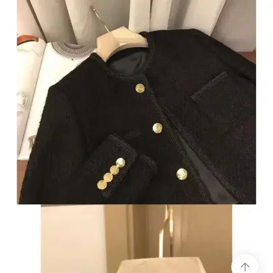 [BUNJANG] Celine-style Tweed Short Jacket / 셀린느st 노카라 트위드 숏 자켓