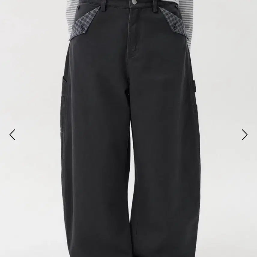 [BUNJANG] OHESIO Check Pocket Carpenter Pants Charcoal / 오헤시오 체크 포켓 카펜터 팬츠 차콜