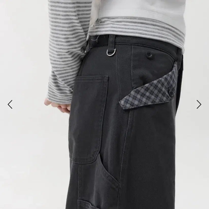 [BUNJANG] OHESIO Check Pocket Carpenter Pants Charcoal / 오헤시오 체크 포켓 카펜터 팬츠 차콜