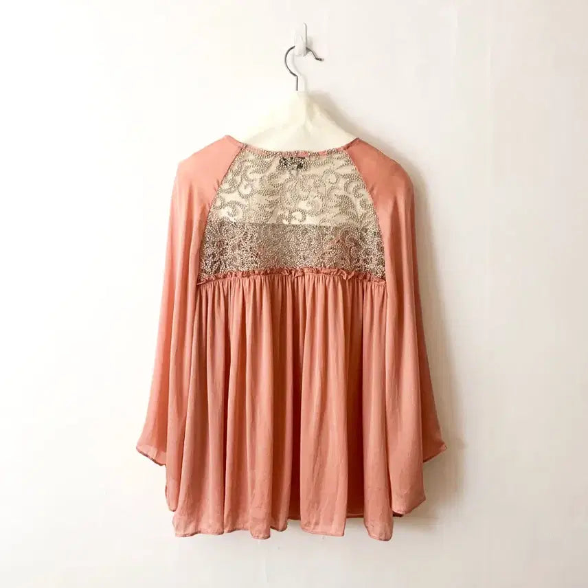 [BUNJANG] Paul &amp; Joe Silk Lace Shirred Blouse / [S] 폴앤조 실크 코르돈 레이스 플레어 블라우스