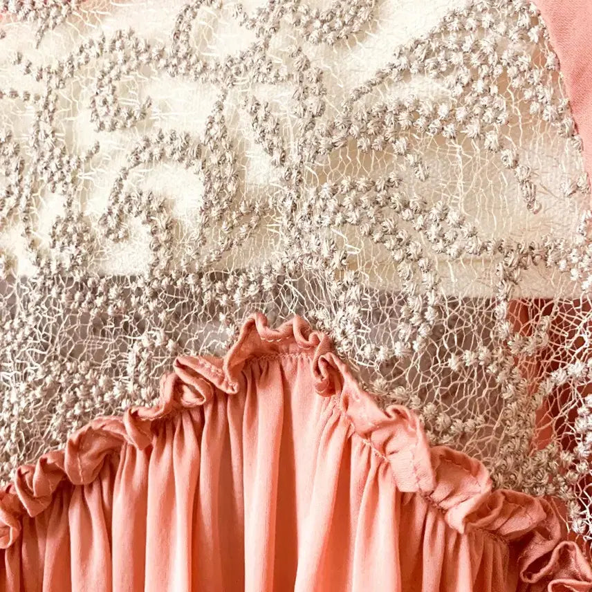 [BUNJANG] Paul &amp; Joe Silk Lace Shirred Blouse / [S] 폴앤조 실크 코르돈 레이스 플레어 블라우스