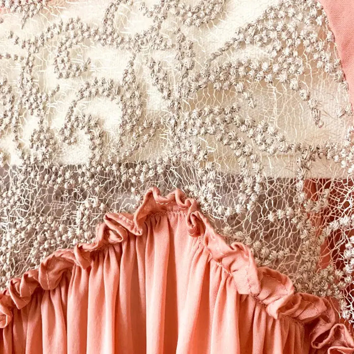 [BUNJANG] Paul &amp; Joe Silk Lace Shirred Blouse / [S] 폴앤조 실크 코르돈 레이스 플레어 블라우스