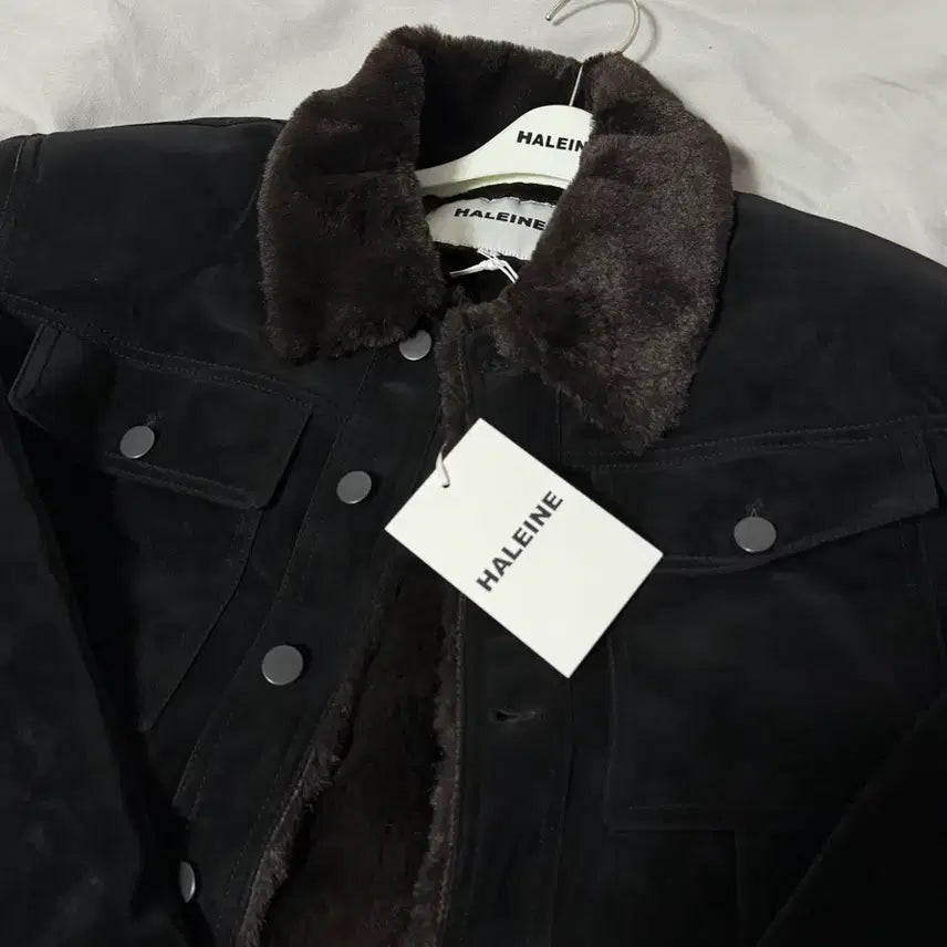 [BUNJANG] Alainne Velour Faux Fur Trucker Jacket / 새상품) 알렌느 벨루어 퍼 트러커 자켓 블랙/브라운 1사이즈
