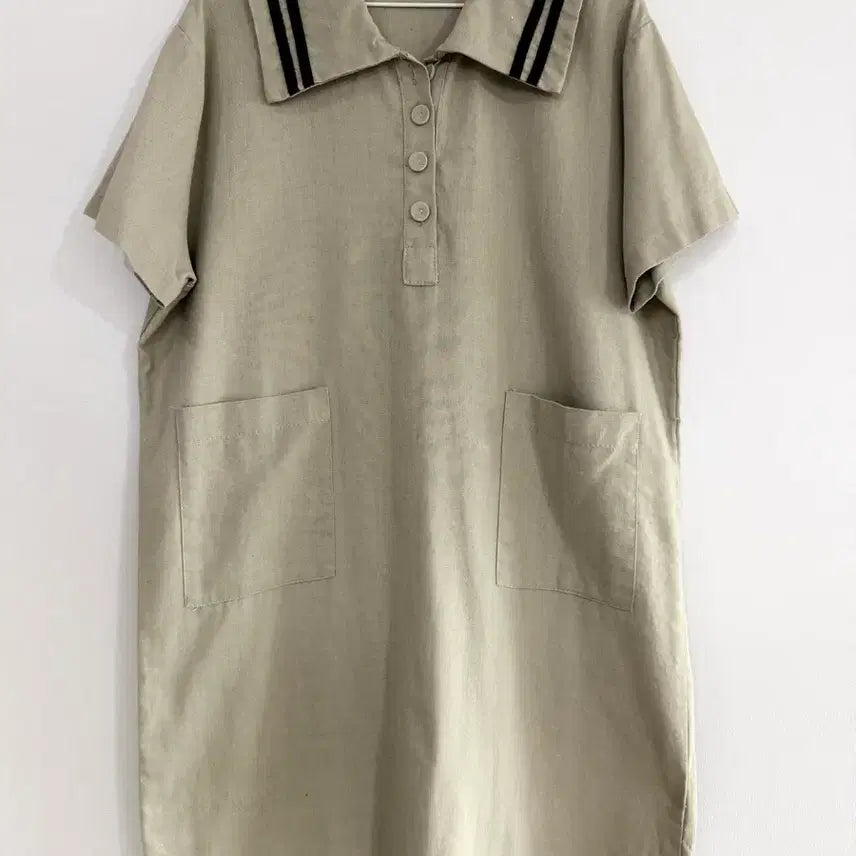[BUNJANG] Sailor Collar Oatmeal Mini Dress / 오트밀 컬러 세일러카라 미니 원피스