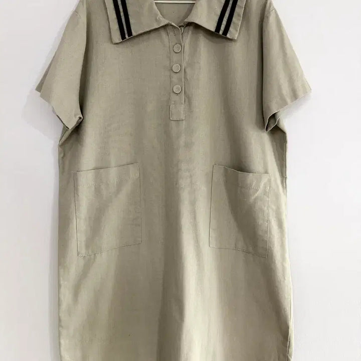 [BUNJANG] Sailor Collar Oatmeal Mini Dress / 오트밀 컬러 세일러카라 미니 원피스