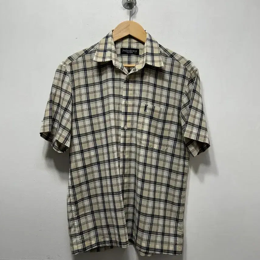 [SOLD OUT] 입생로랑 체크 반팔 셔츠 M