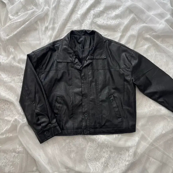 [BUNJANG] Vintage Crop Leather Jacket / 빈티지 크롭 레더 자켓