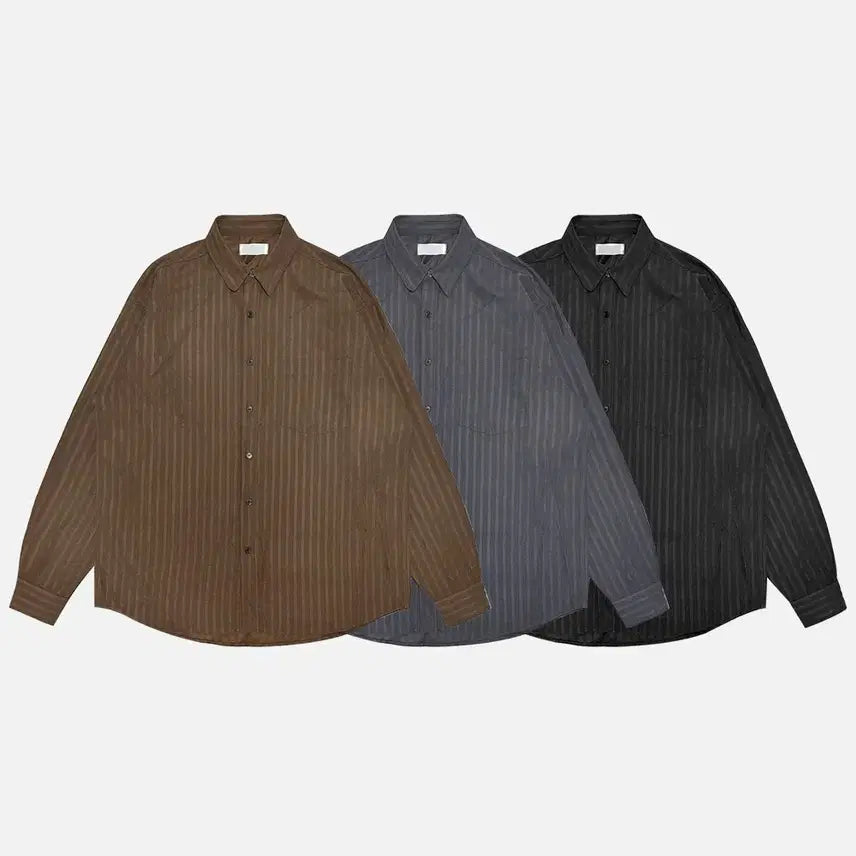 [BUNJANG] Rave Freak Striped Suede Classic Shirt / 남자 스트라이프 스웨이드 클래식 셔츠 3컬러