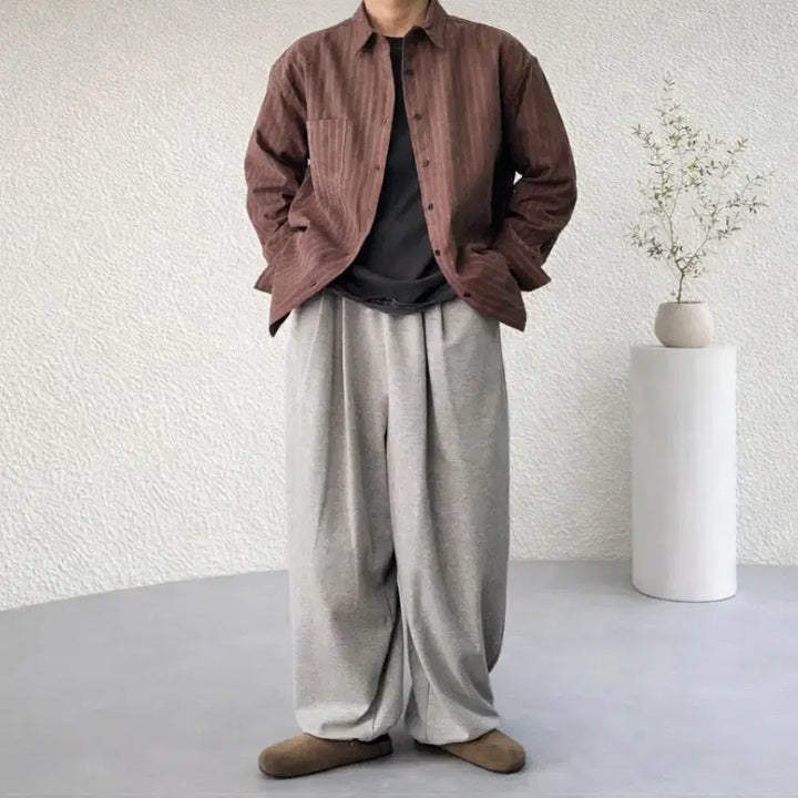 [BUNJANG] Rave Freak Striped Suede Classic Shirt / 남자 스트라이프 스웨이드 클래식 셔츠 3컬러