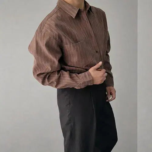 [BUNJANG] Rave Freak Striped Suede Classic Shirt / 남자 스트라이프 스웨이드 클래식 셔츠 3컬러