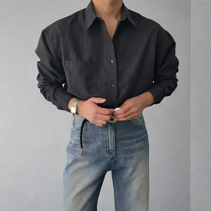 [BUNJANG] Rave Freak Striped Suede Classic Shirt / 남자 스트라이프 스웨이드 클래식 셔츠 3컬러