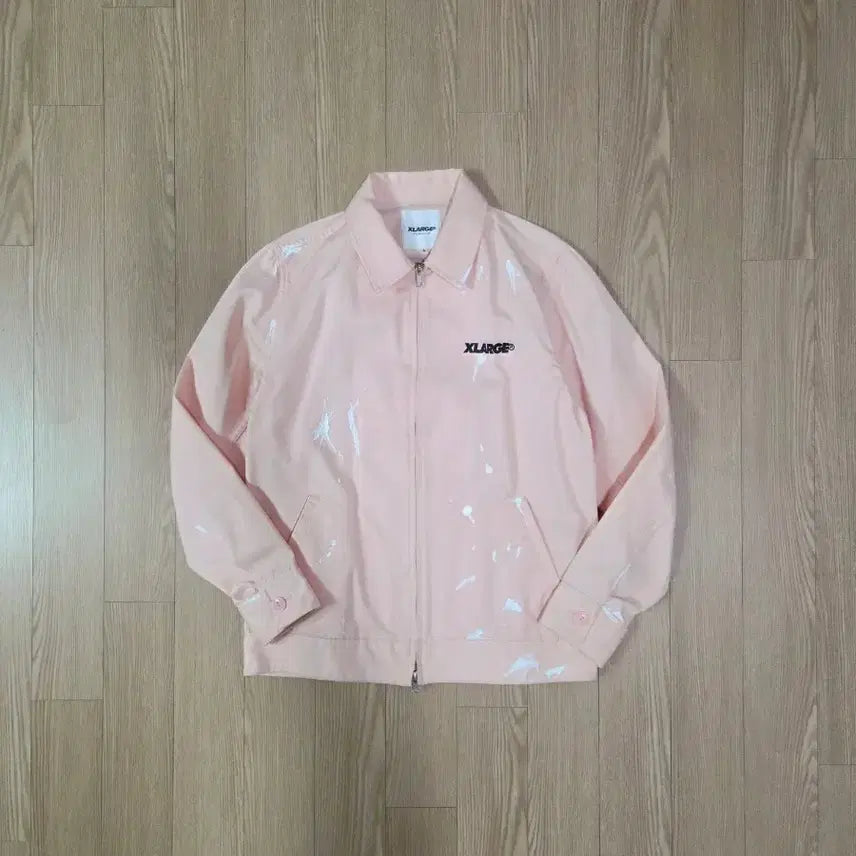 [BUNJANG] X-Large Light Pink Painting Custom Jacket / 엑스라지 라이트 핑크 페인팅 커스텀 재킷