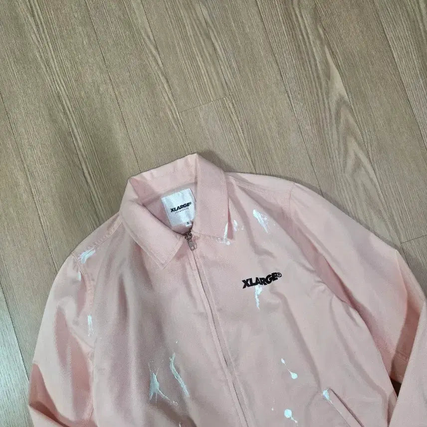 [BUNJANG] X-Large Light Pink Painting Custom Jacket / 엑스라지 라이트 핑크 페인팅 커스텀 재킷