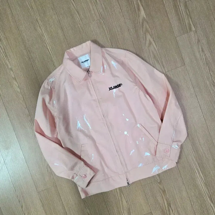 [BUNJANG] X-Large Light Pink Painting Custom Jacket / 엑스라지 라이트 핑크 페인팅 커스텀 재킷