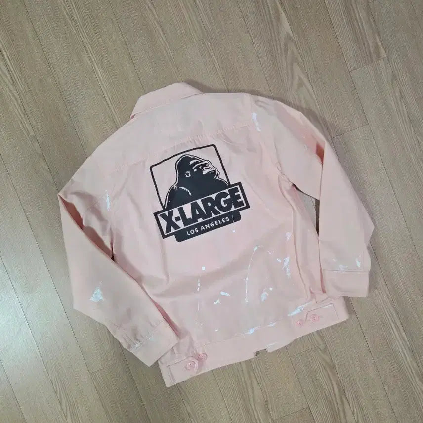 [BUNJANG] X-Large Light Pink Painting Custom Jacket / 엑스라지 라이트 핑크 페인팅 커스텀 재킷