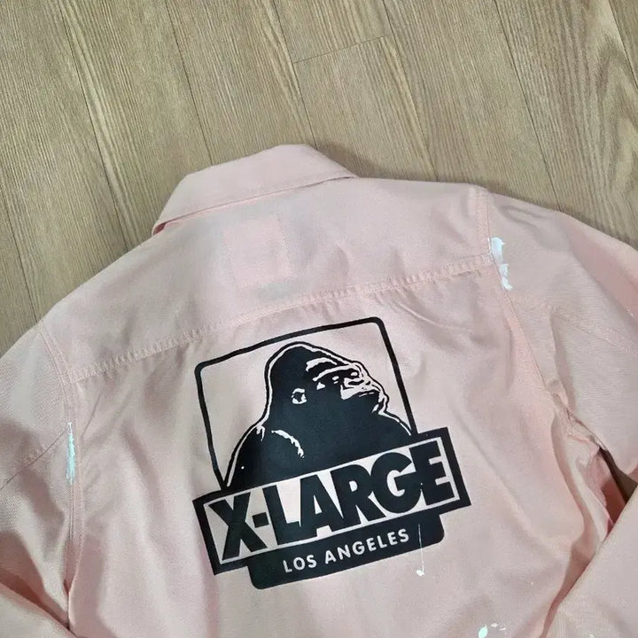 [BUNJANG] X-Large Light Pink Painting Custom Jacket / 엑스라지 라이트 핑크 페인팅 커스텀 재킷