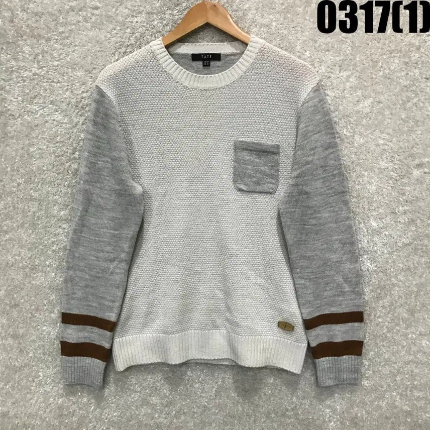 [SOLD OUT] TATE 니트 스웨터 그레이 배색 L