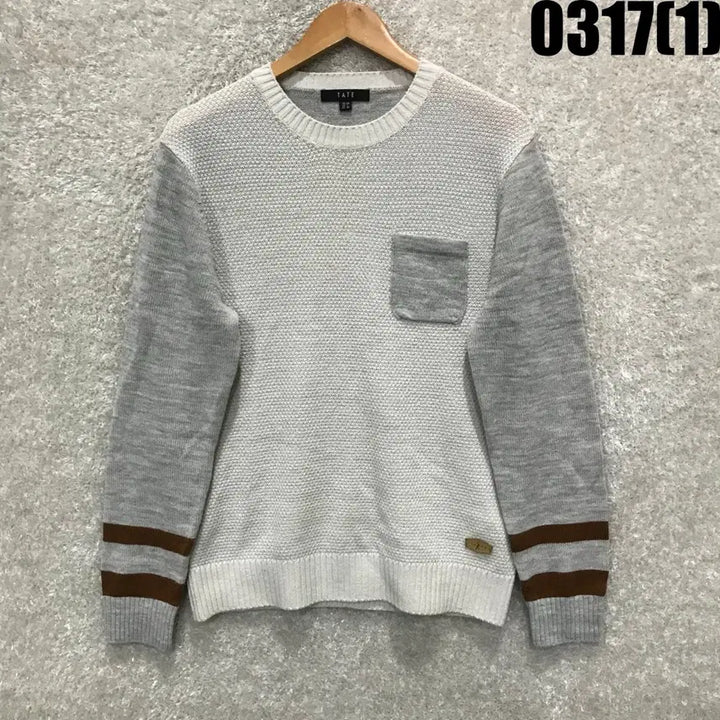 [SOLD OUT] TATE 니트 스웨터 그레이 배색 L