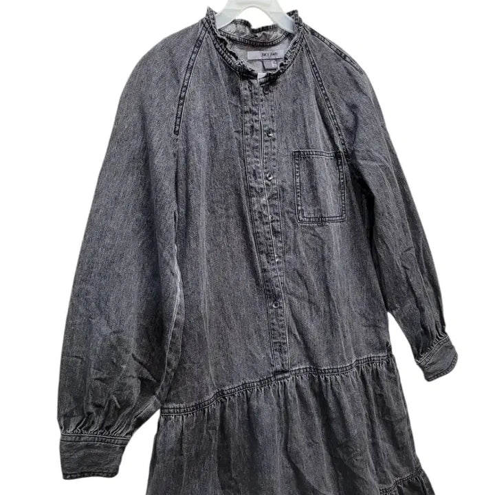 [BUNJANG] Black Denim Frill Dress / 블랙 멜린지컬러 부드러운 데님면 100퍼 프릴 원피스