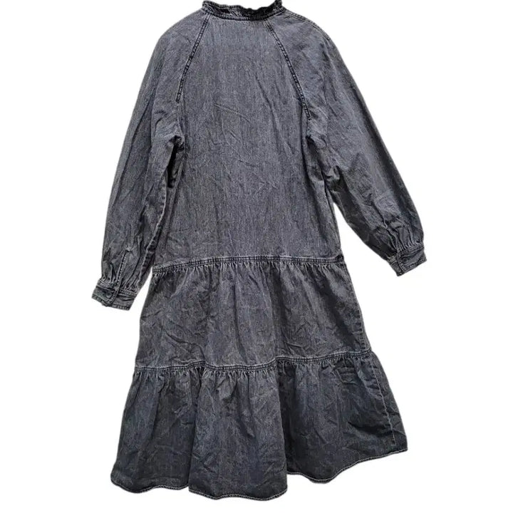 [BUNJANG] Black Denim Frill Dress / 블랙 멜린지컬러 부드러운 데님면 100퍼 프릴 원피스