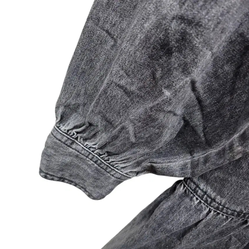 [BUNJANG] Black Denim Frill Dress / 블랙 멜린지컬러 부드러운 데님면 100퍼 프릴 원피스