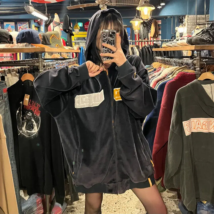 [BUNJANG] Roca Wear Velvet Hoodie Zip-Up / Roca wear 로카웨어 벨벳 후드 집업