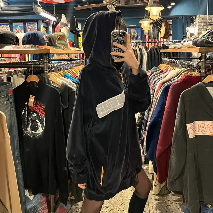 [BUNJANG] Roca Wear Velvet Hoodie Zip-Up / Roca wear 로카웨어 벨벳 후드 집업