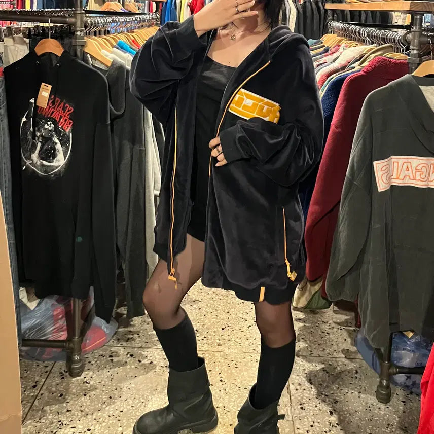 [BUNJANG] Roca Wear Velvet Hoodie Zip-Up / Roca wear 로카웨어 벨벳 후드 집업