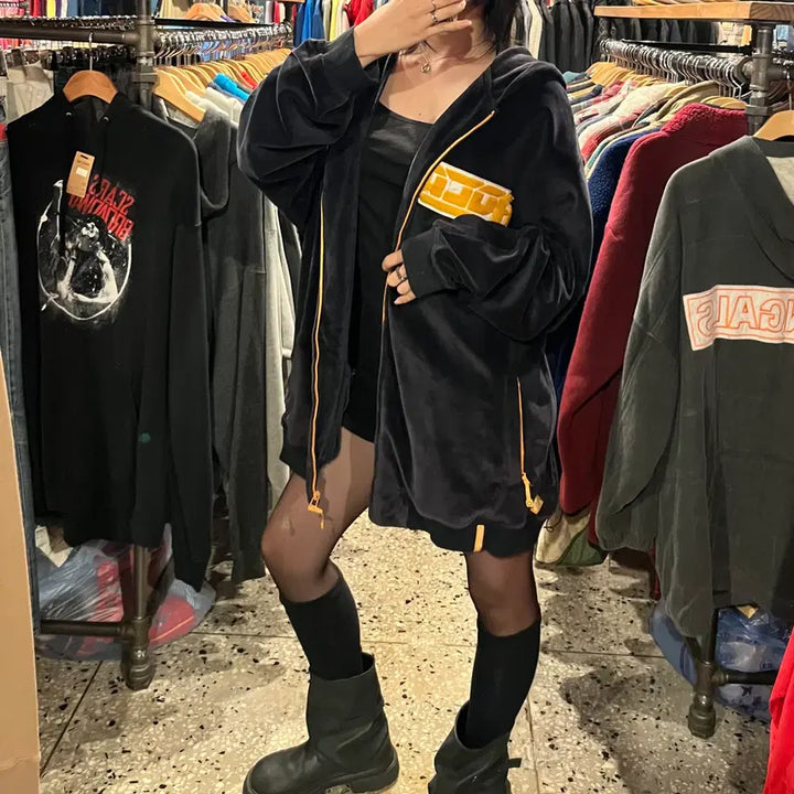[BUNJANG] Roca Wear Velvet Hoodie Zip-Up / Roca wear 로카웨어 벨벳 후드 집업