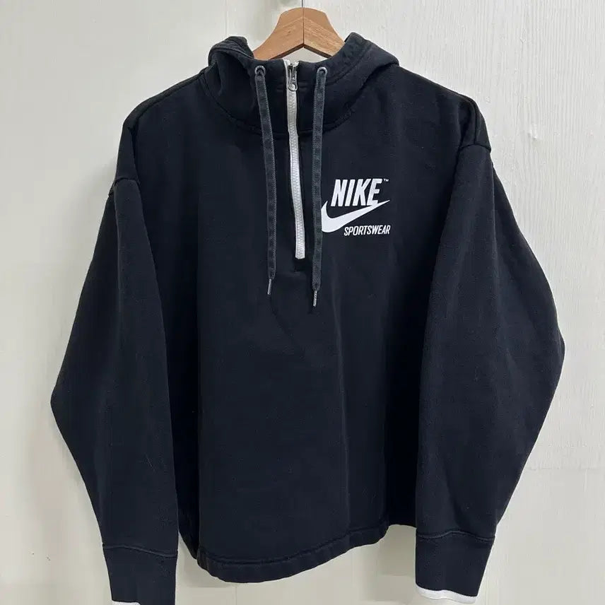 [BUNJANG] Nike Half-Zip Hoodie / 나이키 블랙 하프집업 후드티