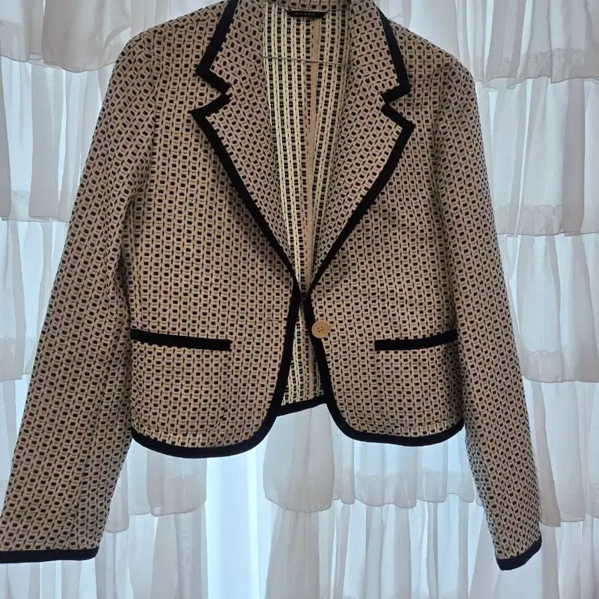 [BUNJANG] Max Mara Patterned Crop Jacket / 막스마라 패턴 크롭 자켓 블랙 배색