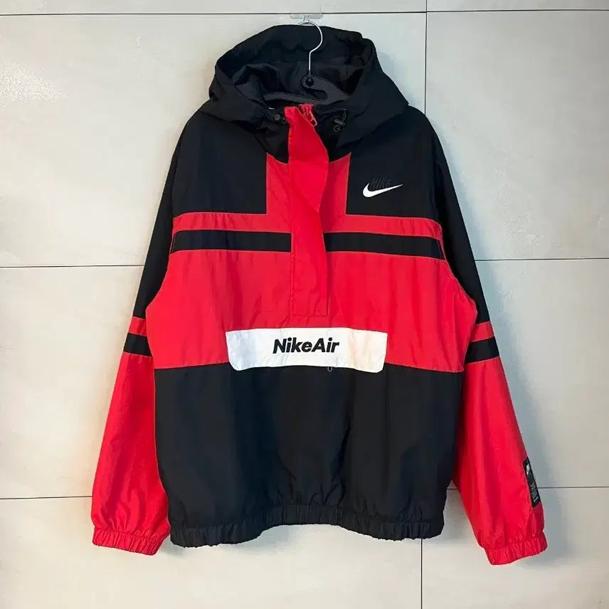 [BUNJANG] Nike NSW Air Woven Anorak Windbreaker Jacket / [XL] 나이키 NSW 에어 우븐 아노락 바람막이 레드 블랙