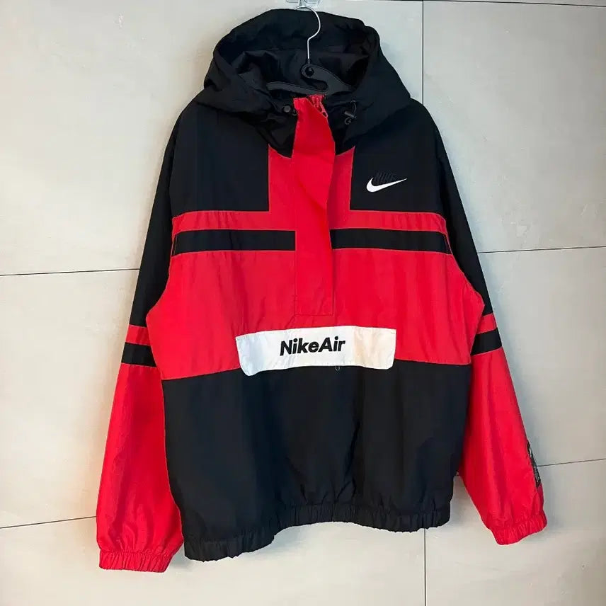 [BUNJANG] Nike NSW Air Woven Anorak Windbreaker Jacket / [XL] 나이키 NSW 에어 우븐 아노락 바람막이 레드 블랙