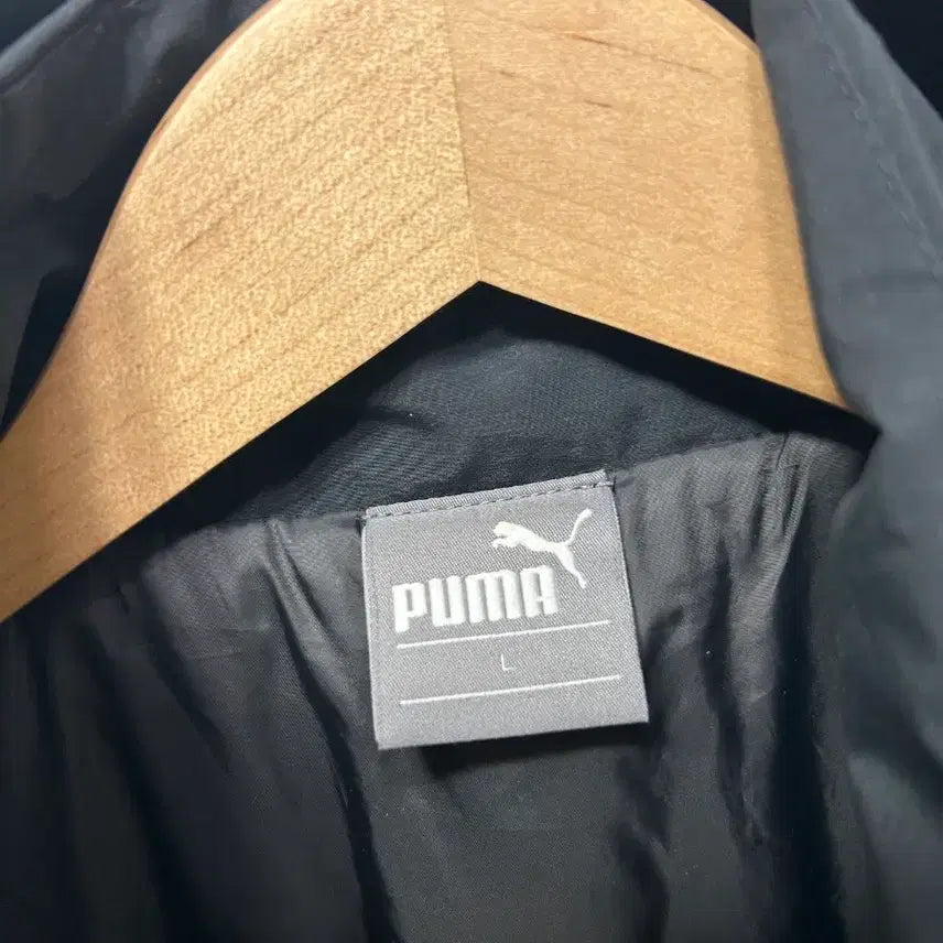 [BUNJANG] Puma Black Hooded Long Coat Jacket L / 푸마 블랙 후드 롱 코트 야상자켓 L