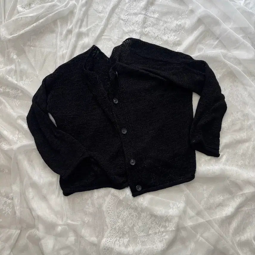 [BUNJANG] Oversized Black Knit Cardigan / 오버핏 블랙니트 가디건