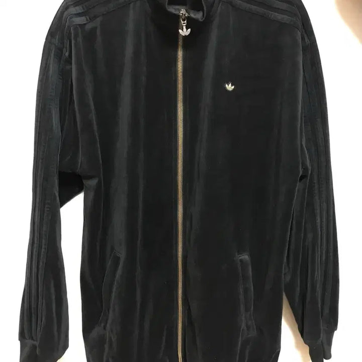 [BUNJANG] Adidas Vintage Black Velvet Zip-up Jersey / 아디다스 빈티지 검정벨벳 집업져지