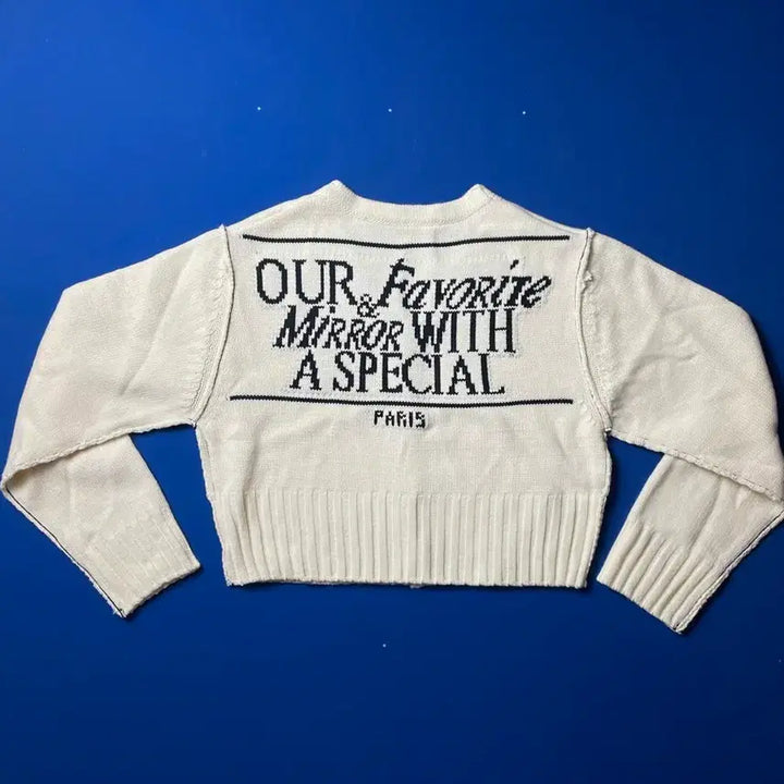 [BUNJANG] ABLEY Back Lettering Crop Knit Top / 에이블리 백레터링 크롭 여성니트