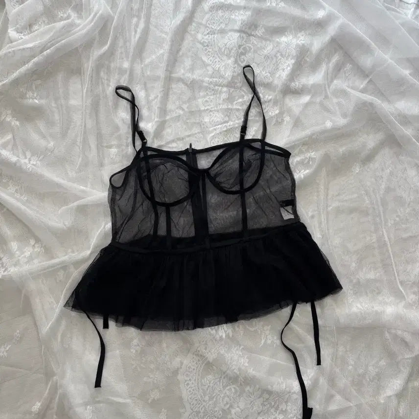 [BUNJANG] Black Layered Slip Corset / 블랙 레이어드 슬립 코르셋