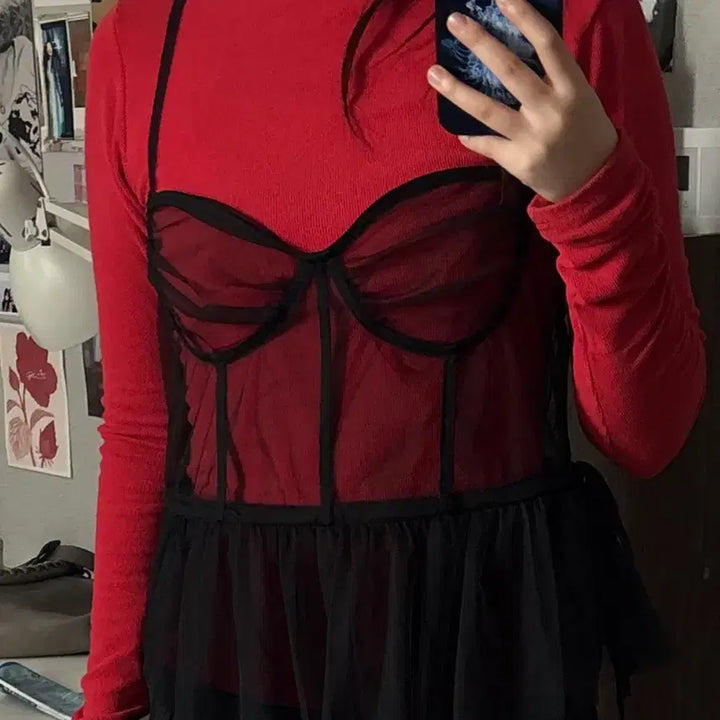 [BUNJANG] Black Layered Slip Corset / 블랙 레이어드 슬립 코르셋