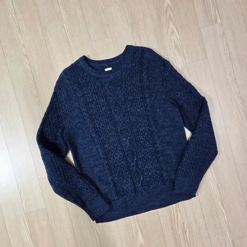 [BUNJANG] Gap Aran Cotton Knit Sweater / 갭 블루 네이비 아란 짜임 코튼 니트