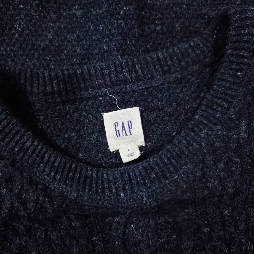 [BUNJANG] Gap Aran Cotton Knit Sweater / 갭 블루 네이비 아란 짜임 코튼 니트