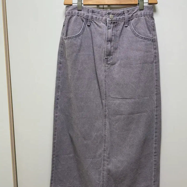 [BUNJANG] Blackup Denim Long Skirt - Lavender / 블랙업 데님롱스커트 연보라