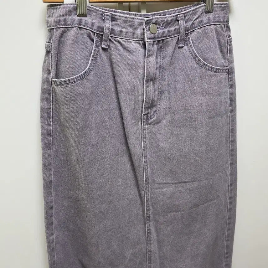 [BUNJANG] Blackup Denim Long Skirt - Lavender / 블랙업 데님롱스커트 연보라