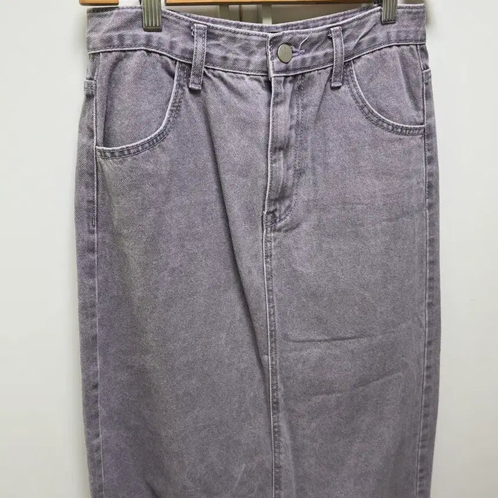 [BUNJANG] Blackup Denim Long Skirt - Lavender / 블랙업 데님롱스커트 연보라