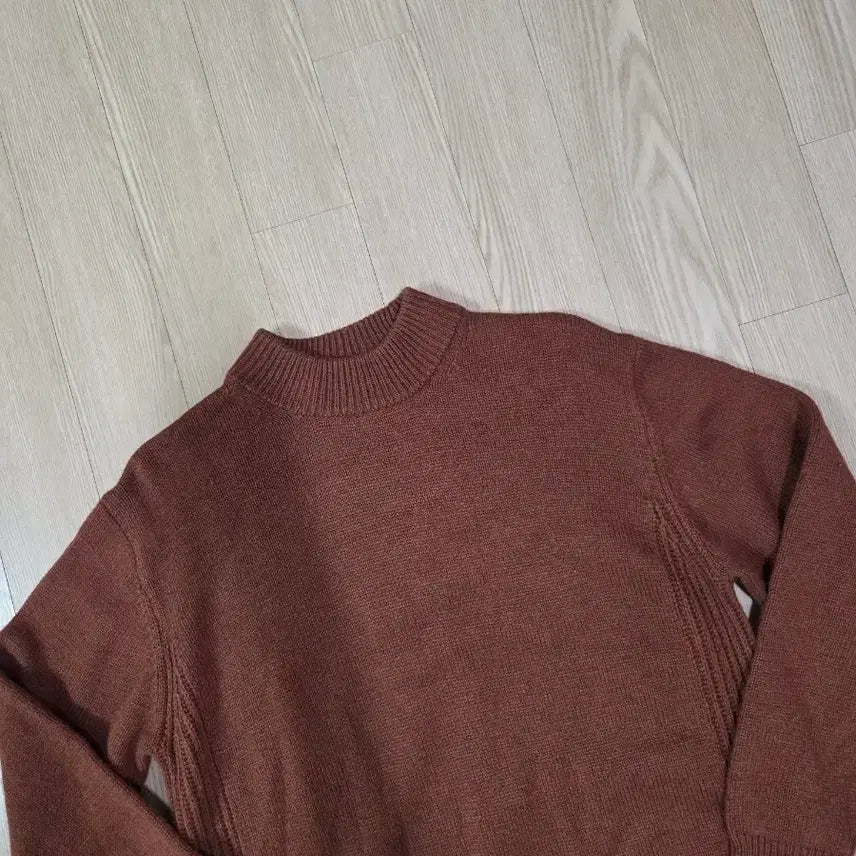 [BUNJANG] Nano Universe Brown Cashmere Blend Mock Neck Knit Sweater / 나노 유니버스 브라운 캐시미어 블렌드 모크넥 니트