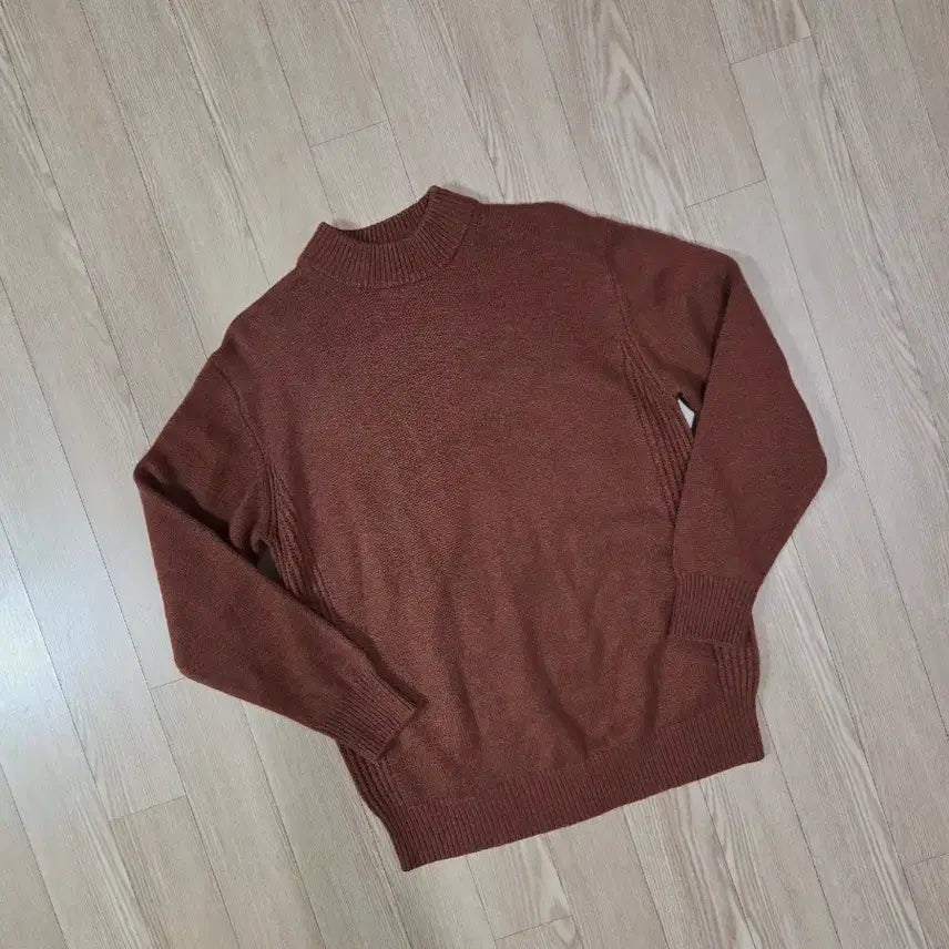 [BUNJANG] Nano Universe Brown Cashmere Blend Mock Neck Knit Sweater / 나노 유니버스 브라운 캐시미어 블렌드 모크넥 니트