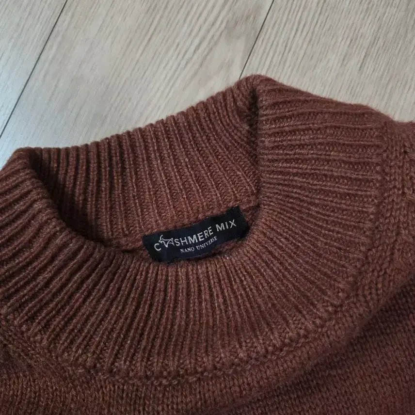 [BUNJANG] Nano Universe Brown Cashmere Blend Mock Neck Knit Sweater / 나노 유니버스 브라운 캐시미어 블렌드 모크넥 니트