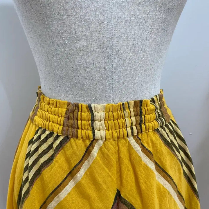 [BUNJANG] Asymmetric Striped Long Skirt / 사선 스트라이프 언발 롱스커트